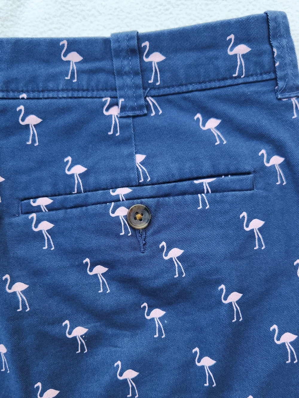 J.Crew Mens Navy Blue Flamingo Print Chino Shorts 7